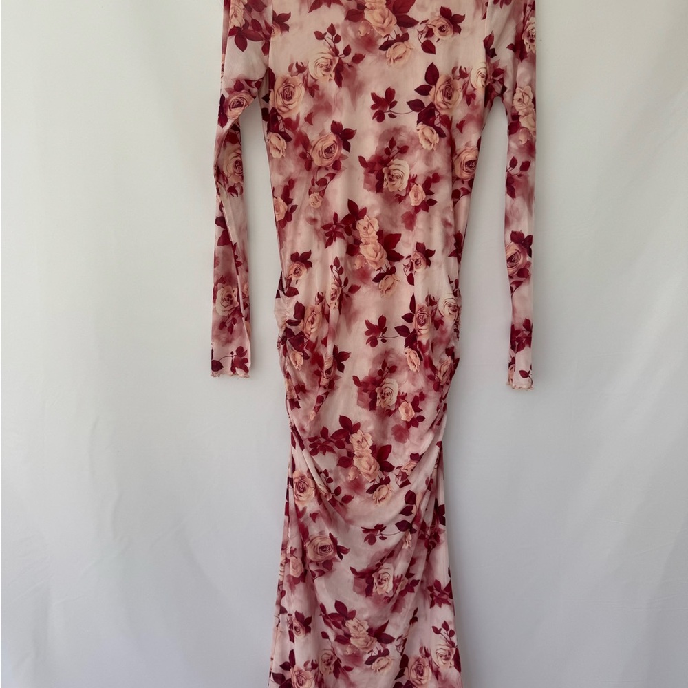 Vici Red Ruffled Long Sleeve Bodycon Dress